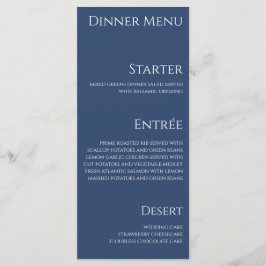 Jantar de Casamento e Menu do Bar - Azul Escuro e