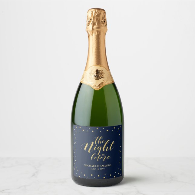Jantar de Ensaios Moderno Confete Dourado e Azul M (Frente)