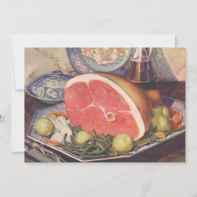 Jantar de presunto vintage com feijão verde e bata (Frente)