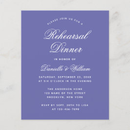 Jantar de Rehearsal com Orçamento Violeta Convite 