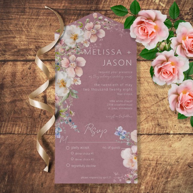 Jantar Floral Moderno Pastel Rosa Empoeirado (Criador carregado)