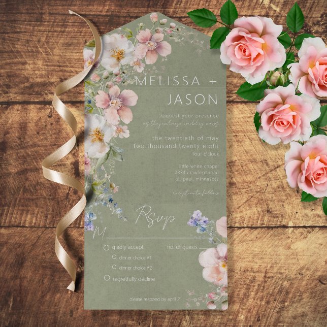Jantar Floral Pastel Moderno Verde Salvia (Criador carregado)