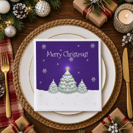 Jantar Guardanapo de Papel Árvore de Natal Nevada Roxa