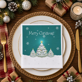 Jantar Guardanapo de Papel Árvore de Natal Nevada Turques