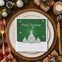Jantar Guardanapo de Papel Árvore de Natal Verde Nevada