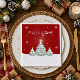 Jantar Guardanapo de Papel Árvore de Natal Vermelha com N