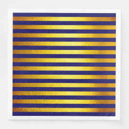 Jantar Guardanapo de Papel Azul Natalino com Listras Dour