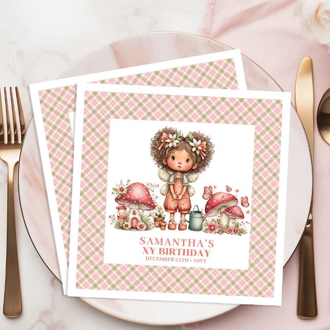 Jantar Guardanapo de Papel Cogumelo Fada Caprichosa 3º An (Whimsical Fairy 3rd Birthday Mushroom Paper Napkins)