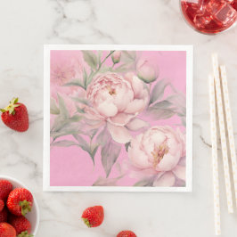 Jantar Guardanapo de Papel com Peônias Rosas