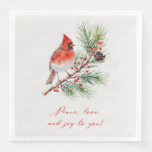 Guardanapo de Papel de Natal Cardinal Bird Vermelh