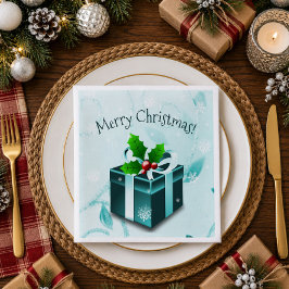 Jantar Guardanapo de Papel de Presente de Natal Verde Azu