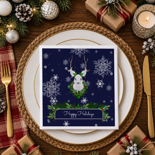 Jantar Guardanapo de Papel de Rêne Azul (Blue Reindeer Paper Napkins)