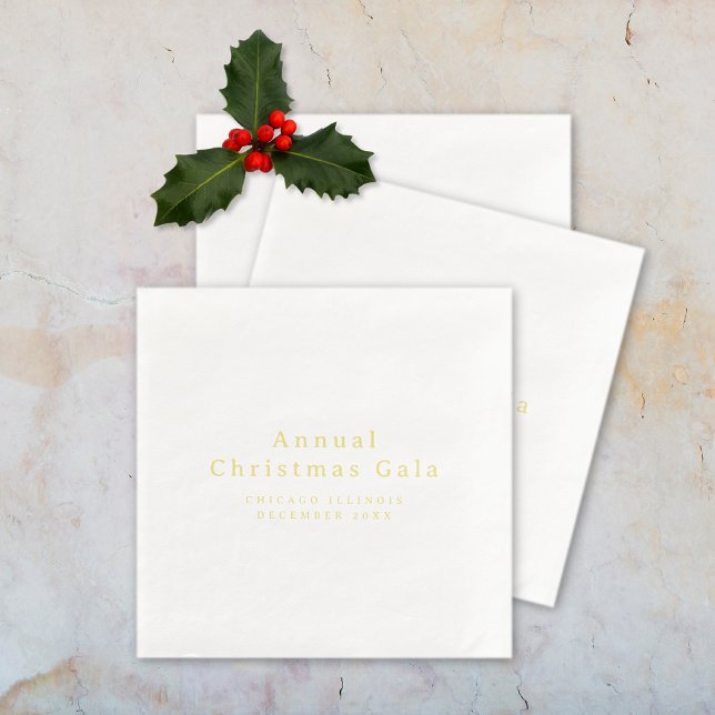 Jantar Guardanapo de papel elegante dourado e branco com  (Elegant Gold White Custom Text Paper Napkin (multiple shown))