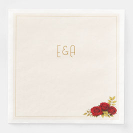 Jantar Guardanapo de papel floral em Burgundy e Dourado p