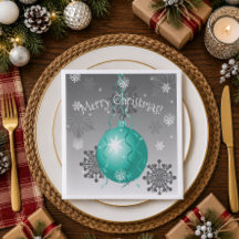 Guardanapo de Papel Ornamento de Natal Azul Luxuos