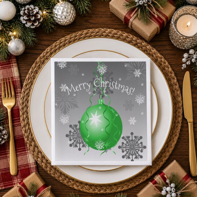 Jantar Guardanapo de Papel Ornamento de Natal Verde Chiqu (Green Fancy Christmas Ornament Paper Napkins)