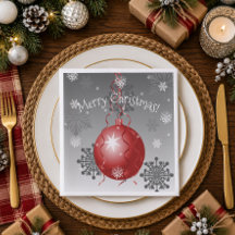 Guardanapo de Papel Ornamento de Natal Vermelho Ch