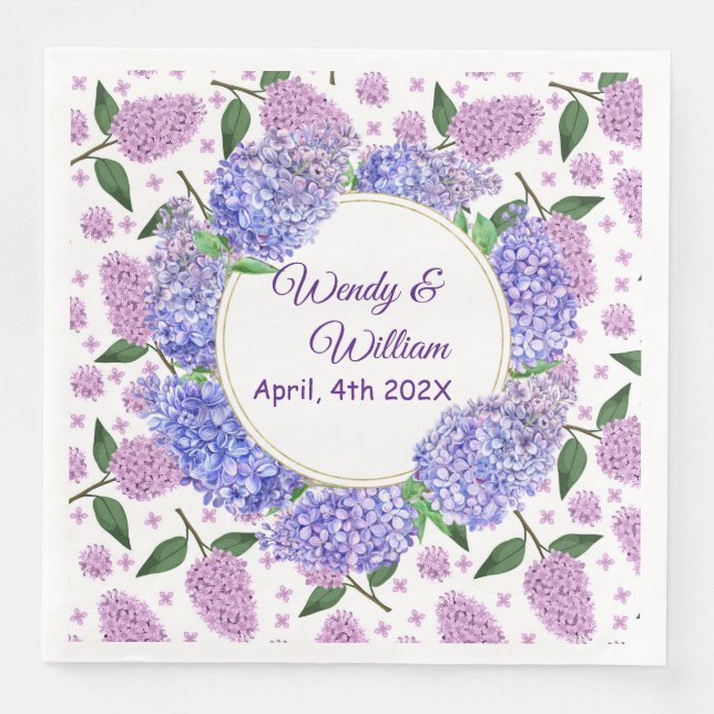 Jantar Guardanapo de papel para casamento Lavanda Lilases (Frente)