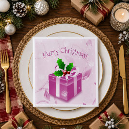 Jantar Guardanapo de Papel Presente de Natal Rosa