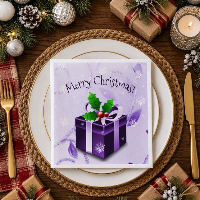 Jantar Guardanapo de Papel Roxo para Presente de Natal (Purple Christmas Gift Paper Napkins)