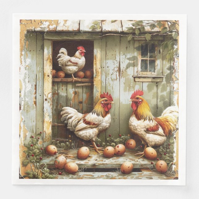 Jantar Guardanapo de papel Rustic Roost (Frente)