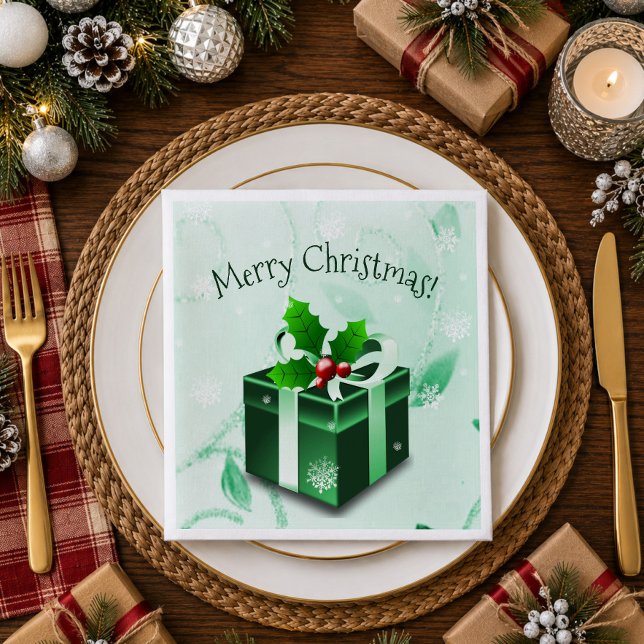 Jantar Guardanapo de Papel Verde para Presente de Natal (Green Christmas Gift Paper Napkins)