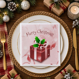 Jantar Guardanapo de Papel Vermelho de Presente de Natal