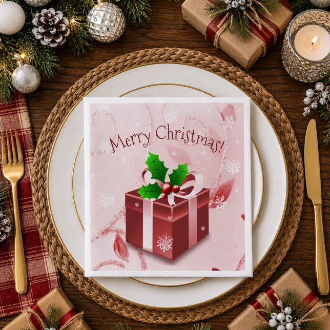Jantar Guardanapo de Papel Vermelho de Presente de Natal (Red Christmas Gift Paper Napkins)