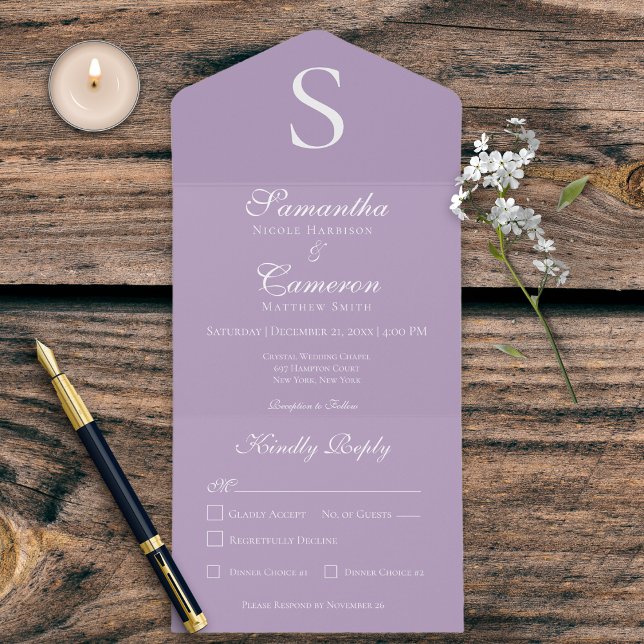 Jantar Lavanda com Monograma Moderno (Criador carregado)
