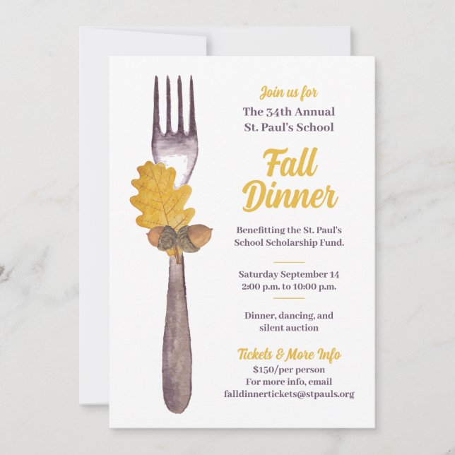 Jantar ou Queda de Convite de Evento (Frente)