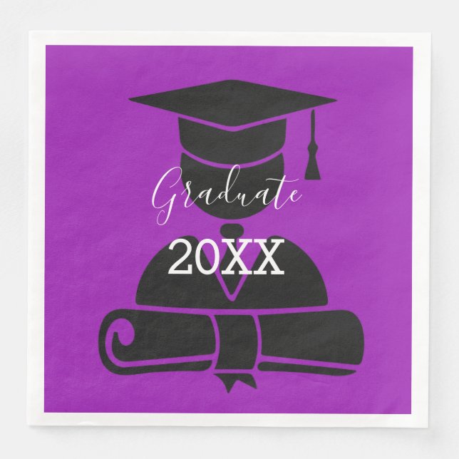 Jantar Tema de Graduação Guardanapo de Papel Violeta (Frente)