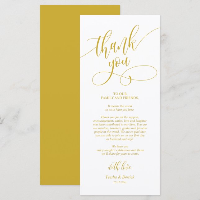 Jante Place Setting Obrigado, Cartões De Caligrafi (Frente/Verso)