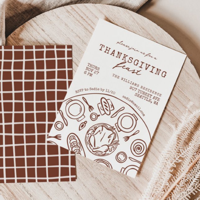 Janto de Ação de Graças Desenhado à Mão Convite Es (Criador carregado)