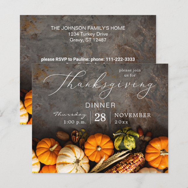 Janto de Ação de Graças do Orçamento Pumpkins (Frente/Verso)