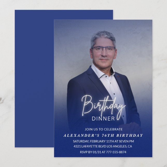 Janto de aniversário 76.º aniversário convite Foto (Frente/Verso)