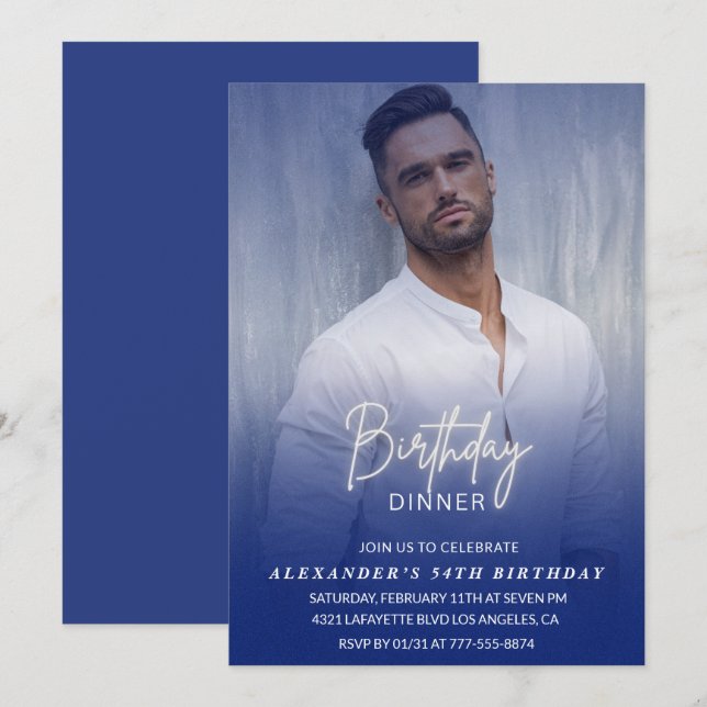 Janto de aniversário Convite para 54 anos Foto Hom (Frente/Verso)