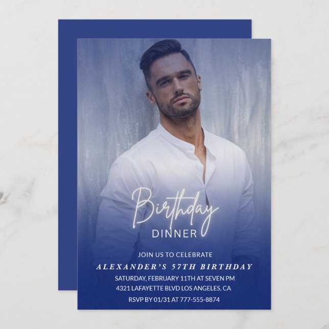 Janto de aniversário Convite para 57 anos Foto Hom (Frente/Verso)