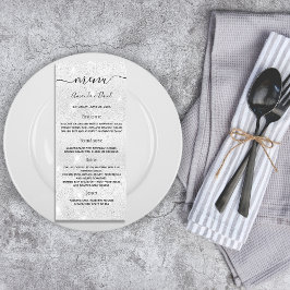 Janto de brilho prateado no menu de casamento