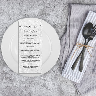 Janto de brilho prateado no menu de casamento