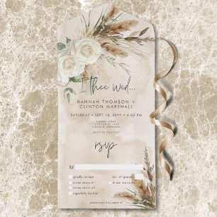 Janto de Casamento Boho Rustic White Roses & Pampa