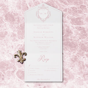 Janto de Casamento de Crest de Aves, de Cor Rosa E