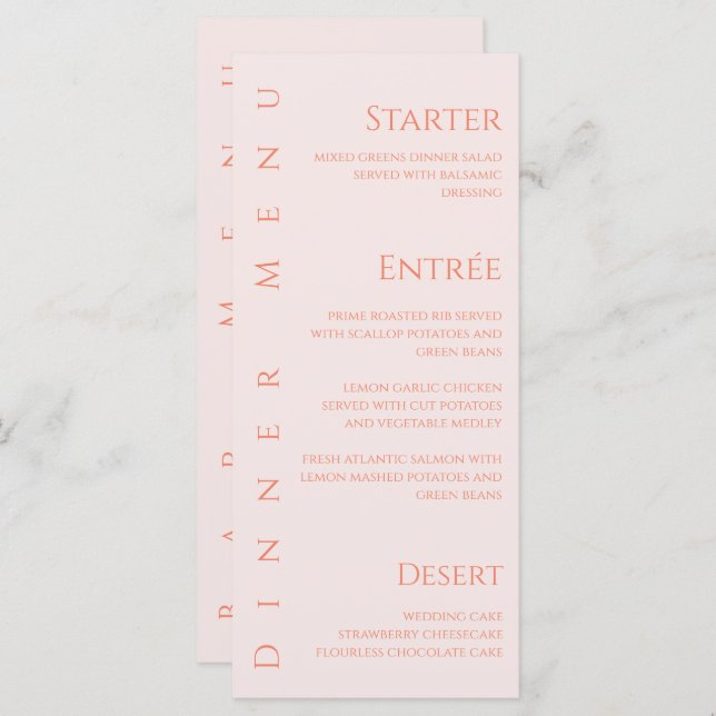 Janto de Casamento e Menu Bar-Blush (Frente/Verso)