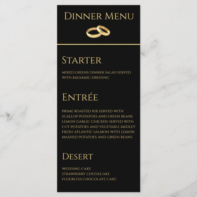 Janto de casamento e Menu Bebida - Preto e Dourado (Frente)