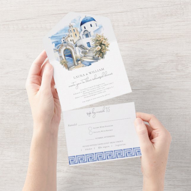 Janto de ensaio da Grécia Santorini com Rsvp (Aba destacável)