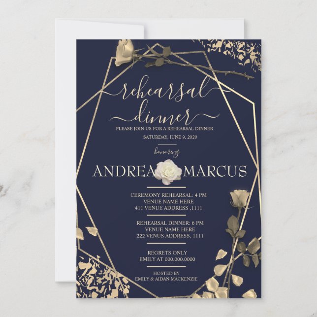 Janto de Ensaio de Casamento de Azul Profundo e Ch (Frente)