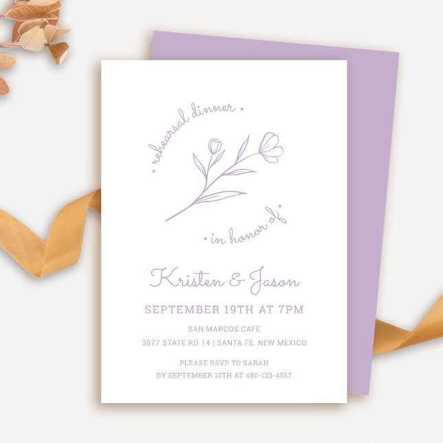 Janto de ensaio de flores silvestres Convite para  (Wildflower Rehearsal Dinner Invitation in Lilac)