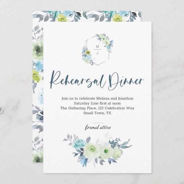 Janto de Ensaio Floral Verde Amarelo-Claro Azul (Frente/Verso)