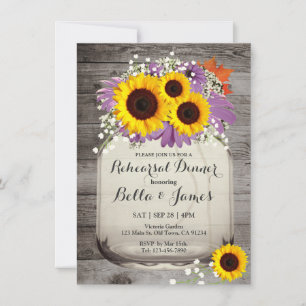Janto de ensaio Rustic Mason Jar Sunflower Convite