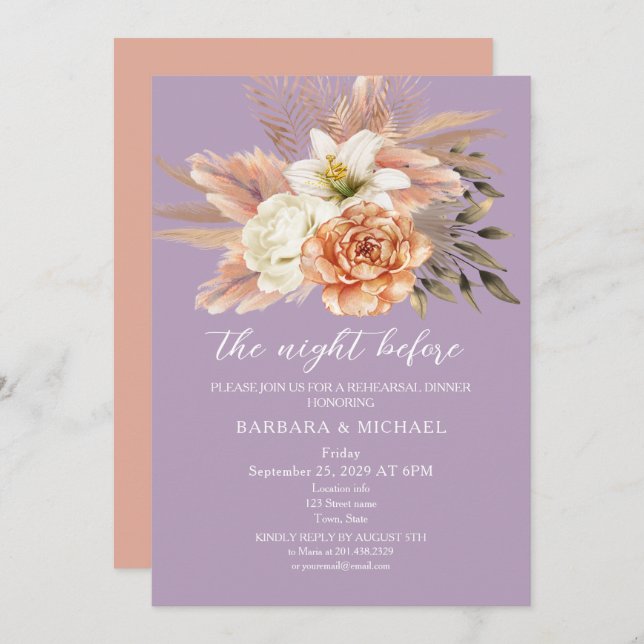 Janto de Ensaio Rustic Peach Convite (Frente/Verso)