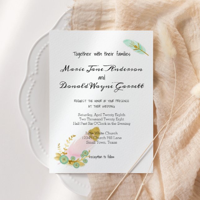 Janto de Ensaios de Penas Douradas e Rosa Boho (Criador carregado)